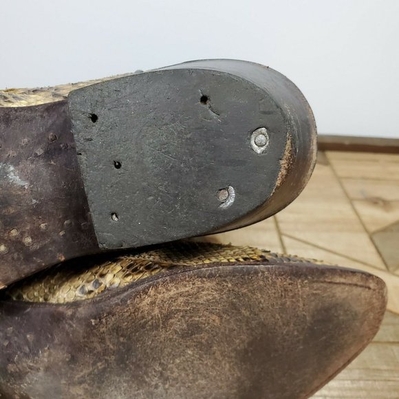 WIDE Nocona Western Yellow Python Brown Leather - Picture 8 of 11